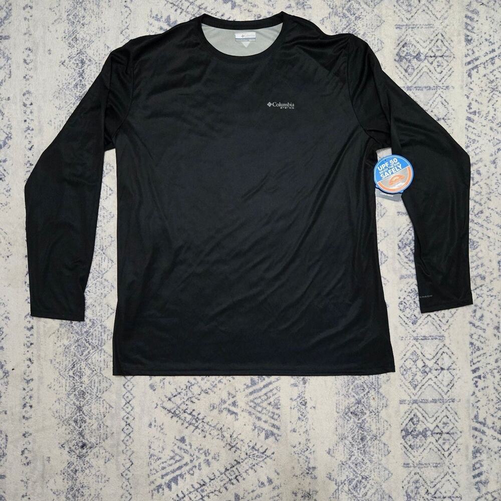 Columbia Omni Shade Terminal Tackle Fish Flag Long Sleeve Black Logo NWT XXL